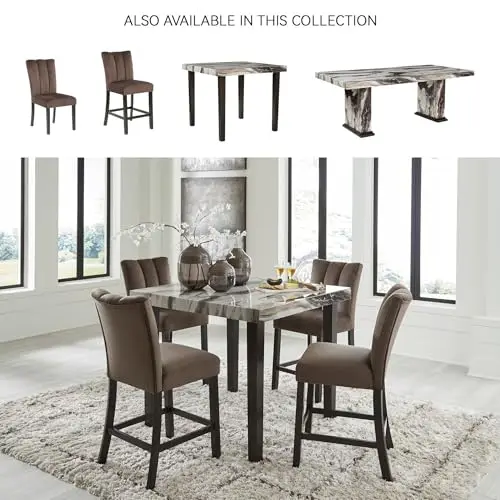 Modern Counter-Height Dining Table Featuring Faux Marble Surface In Dark Brown And Beige Tones
Modern Counter-Height Dining Table Featuring Faux Marble Surface In Dark Brown And Beige Tones