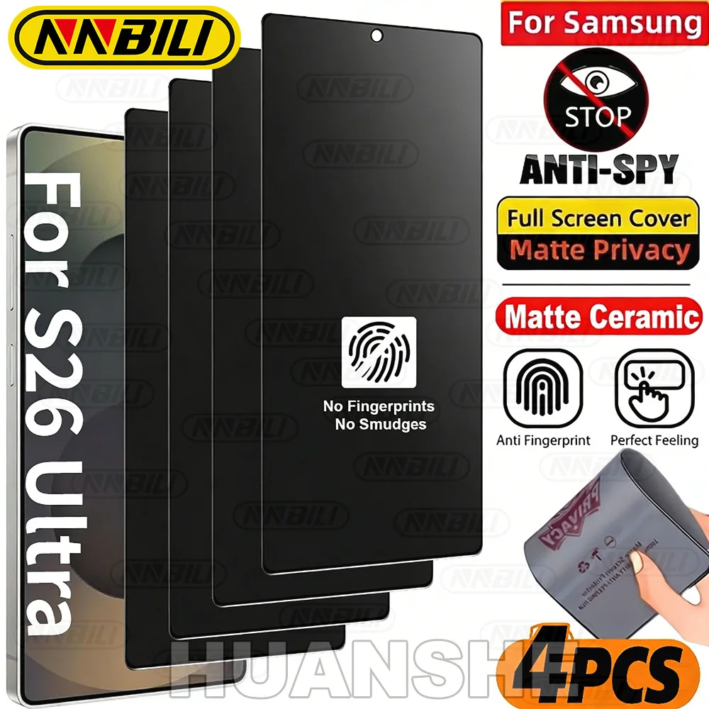 4Pcs Matte Privacy Ceramic Soft Non-Glass Screen Protector for Samsung Galaxy S26 S25 S24 S23 S22 S21 Ultra S21 FE
4Pcs Matte Privacy Ceramic Soft Non-Glass Screen Protector for Samsung Galaxy S26 S25 S24 S23 S22 S21 Ultra S21 FE