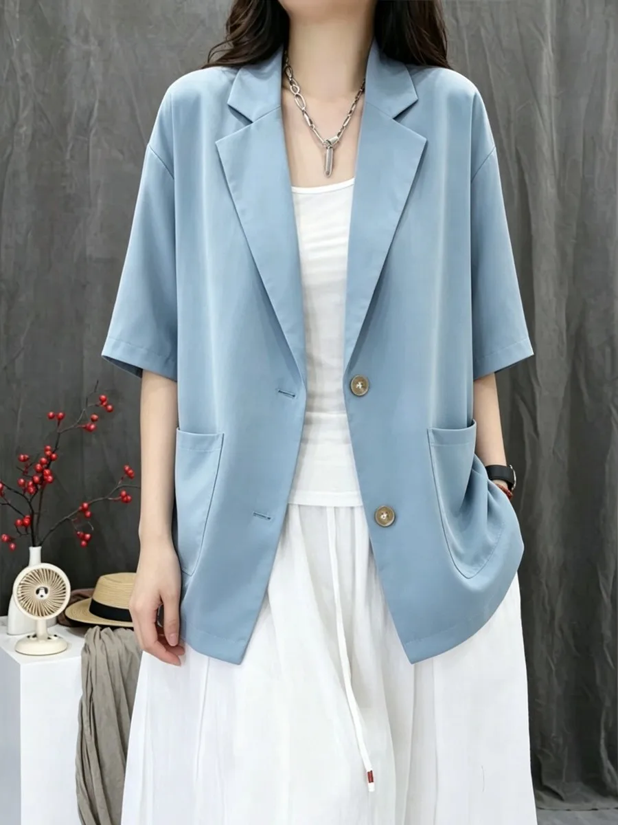 Lightweight Casual Women's Shirt Cardigan Five-Quarter Sleeve Thin Style Summer Fashion Loose Fit Polyester West Coat
Lightweight Casual Women's Shirt Cardigan Five-Quarter Sleeve Thin Style Summer Fashion Loose Fit Polyester West Coat