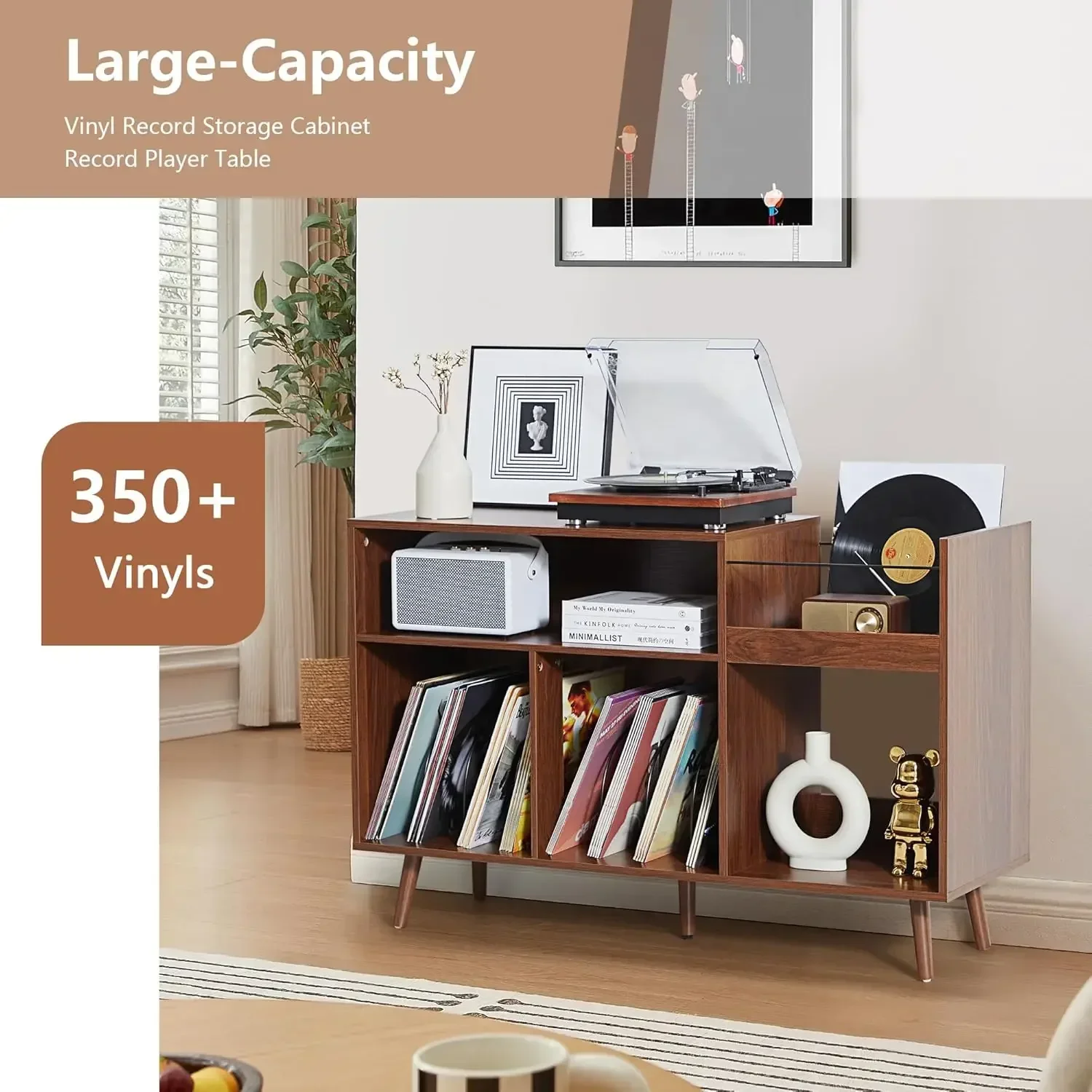 Large Record Player Stand, Mid Century Vinyl Record Display Stand, Turntable Stand with Storage, Record Player Holder Up
Large Record Player Stand, Mid Century Vinyl Record Display Stand, Turntable Stand with Storage, Record Player Holder Up