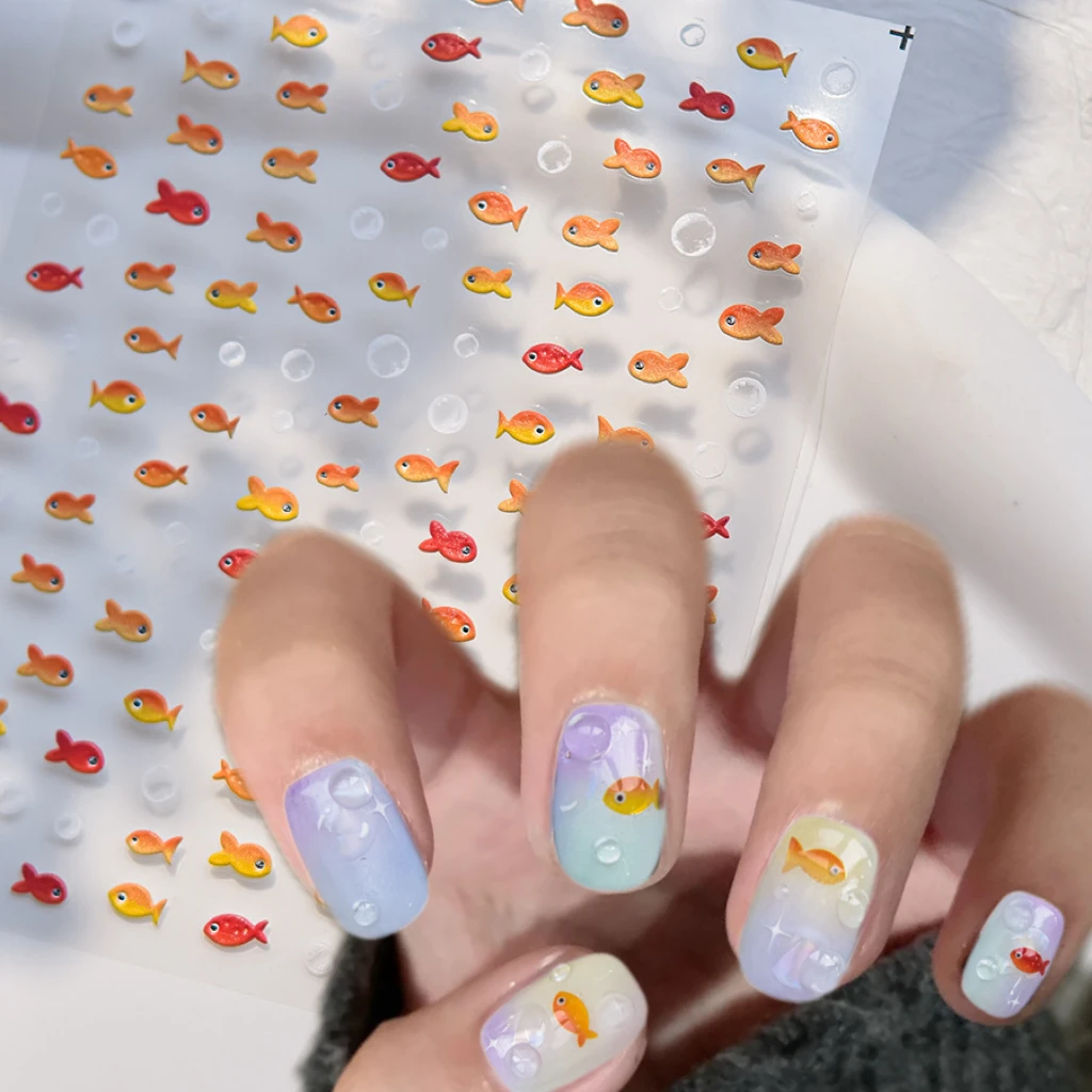 1Pc 5D Goldfish Jellyfish Bubbles Nail Art Stickers Soft Relief Shiny Small Carp Manicure Decals DIY Summer GoldFish Nail Slider
1Pc 5D Goldfish Jellyfish Bubbles Nail Art Stickers Soft Relief Shiny Small Carp Manicure Decals DIY Summer GoldFish Nail Slider