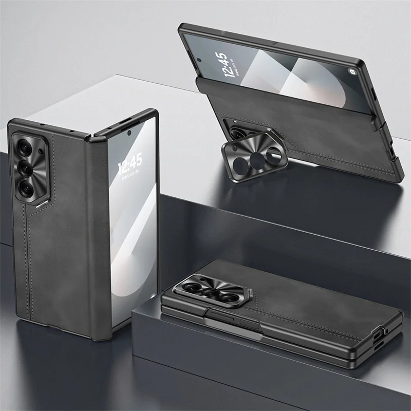 Luxury Leather Hidden Lens Holder Phone Case For Samsung Galaxy Z Fold 6 7 5G Hinge Screen Protect Film Shockproof Protect Cover
Luxury Leather Hidden Lens Holder Phone Case For Samsung Galaxy Z Fold 6 7 5G Hinge Screen Protect Film Shockproof Protect Cover