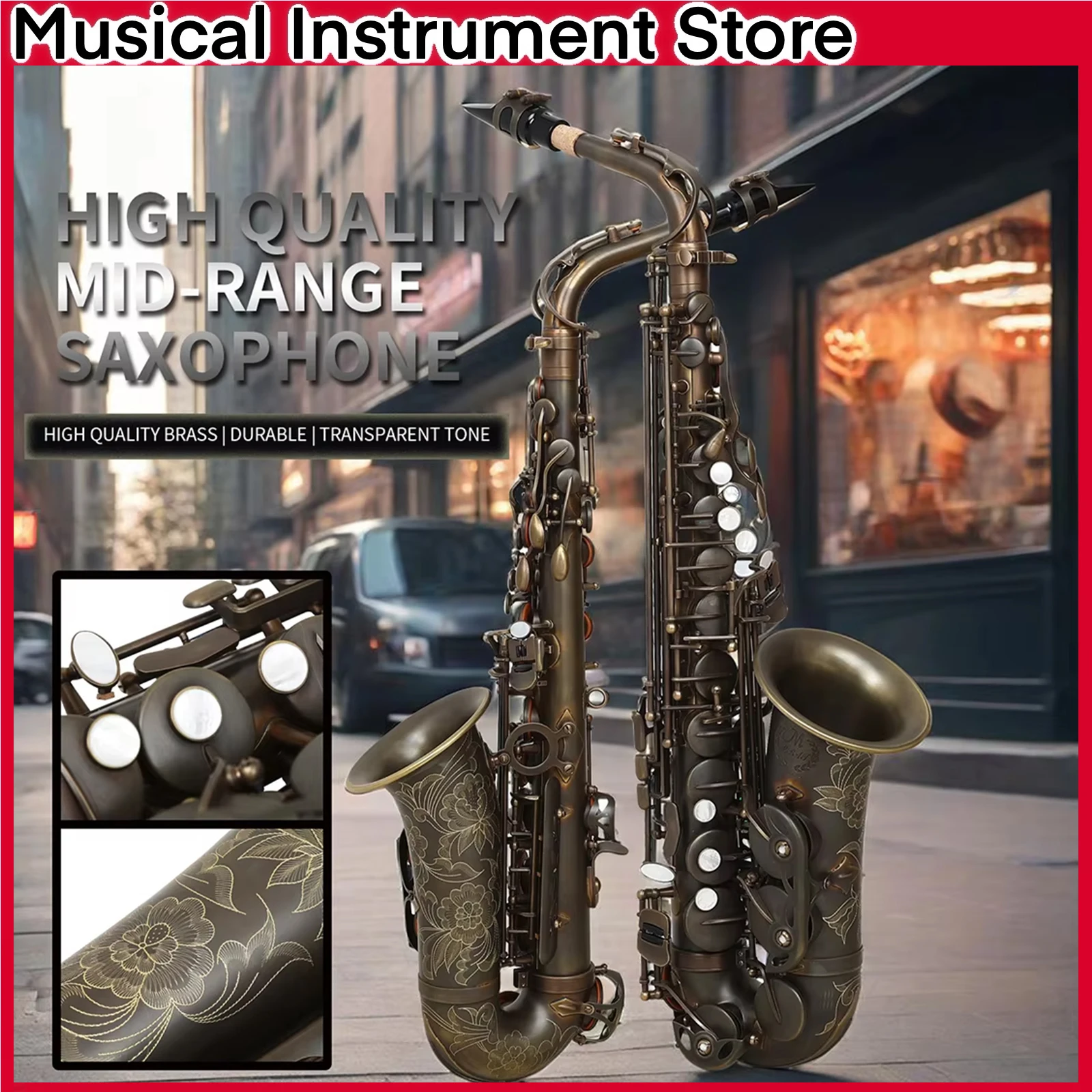 M MBAT Alto Saxophone Eb Brass Body Frosted Retro Brass Boutique Alto Saxophone Professional Woodwind Instrument With Accessory
M MBAT Alto Saxophone Eb Brass Body Frosted Retro Brass Boutique Alto Saxophone Professional Woodwind Instrument With Accessory