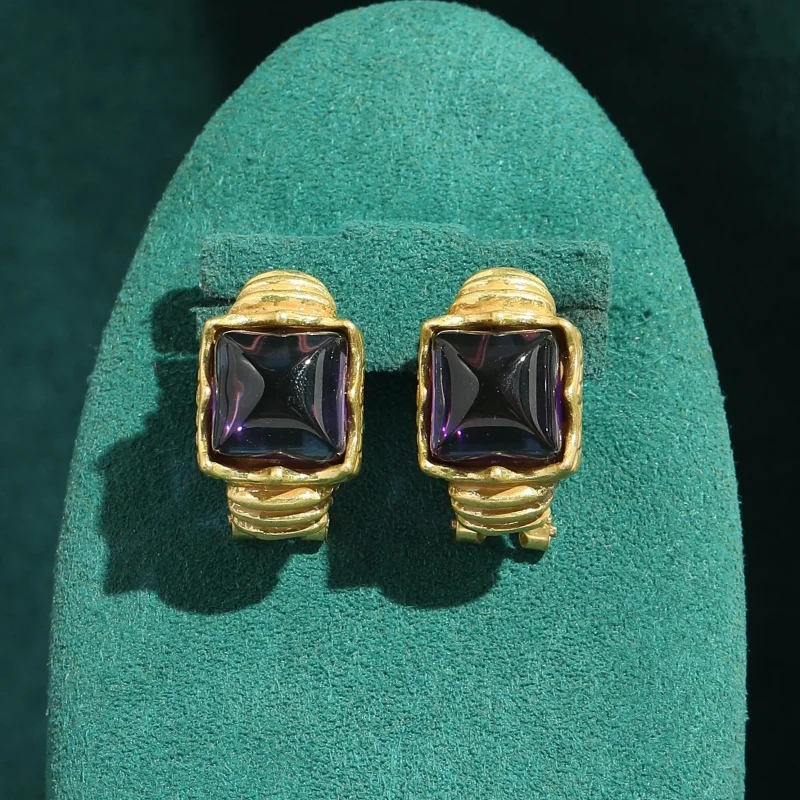 Vintage Smooth Square Purple Glass Earrings Gold Color Trendy Art Deco Jewelry For Woman Luxury Brand High Quality Gift 2026
Vintage Smooth Square Purple Glass Earrings Gold Color Trendy Art Deco Jewelry For Woman Luxury Brand High Quality Gift 2026