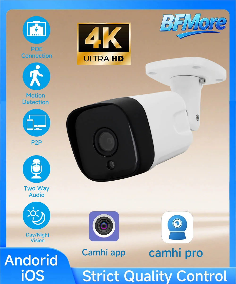 BFMore 8MP 5MP 4K Security Metal 4K POE IP камера 940nm H.265 Outdoor Two Way Audio Video Surveillance AI Detection for NVR
BFMore 8MP 5MP 4K Security Metal 4K POE IP камера 940nm H.265 Outdoor Two Way Audio Video Surveillance AI Detection for NVR