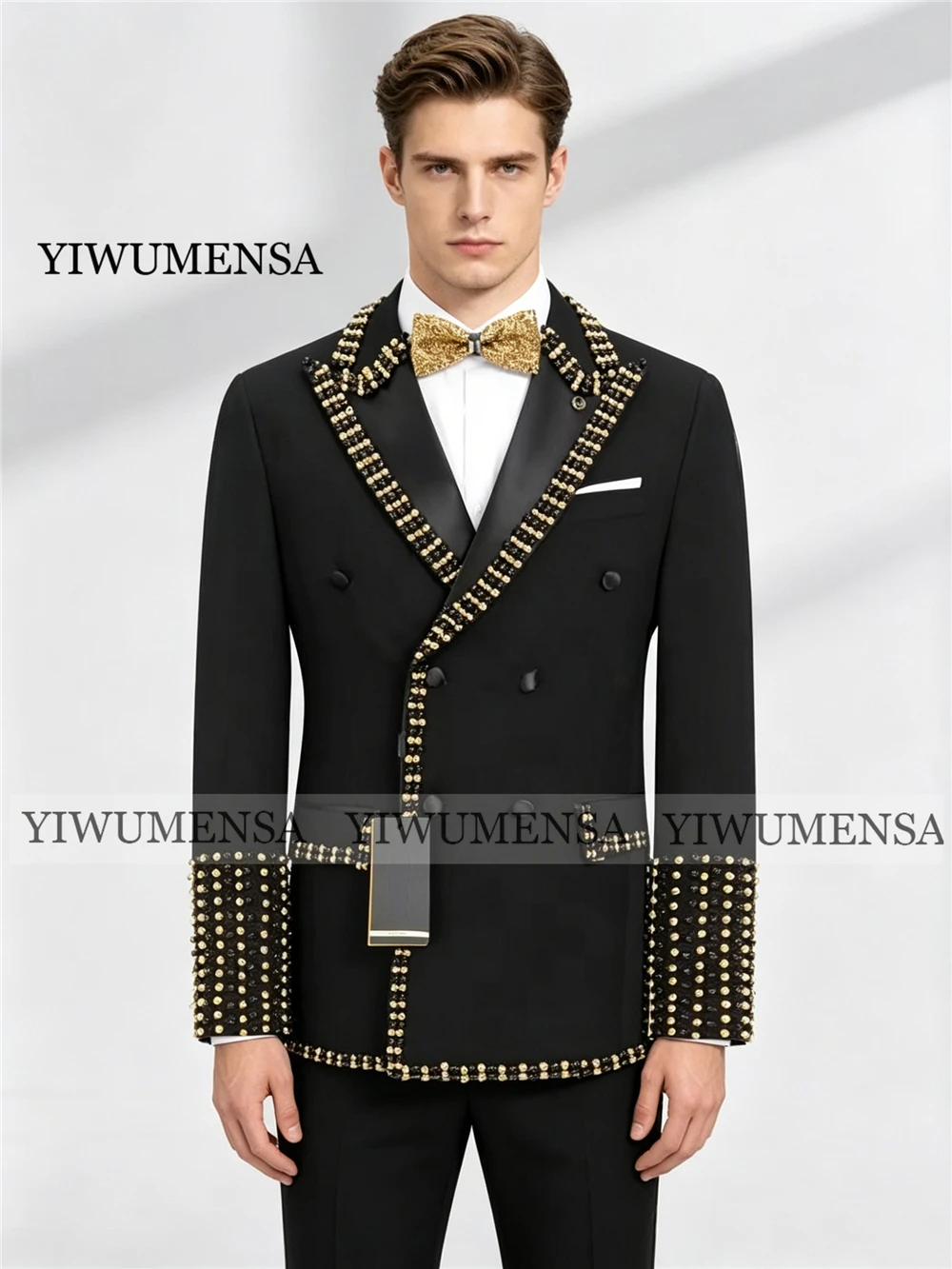 Elegance Beaded Pearls Suit Man For Wedding Double Breasted Prom Blazer Customized 2 Piece Sets Male Fashion Man Banquet Attires
Elegance Beaded Pearls Suit Man For Wedding Double Breasted Prom Blazer Customized 2 Piece Sets Male Fashion Man Banquet Attires