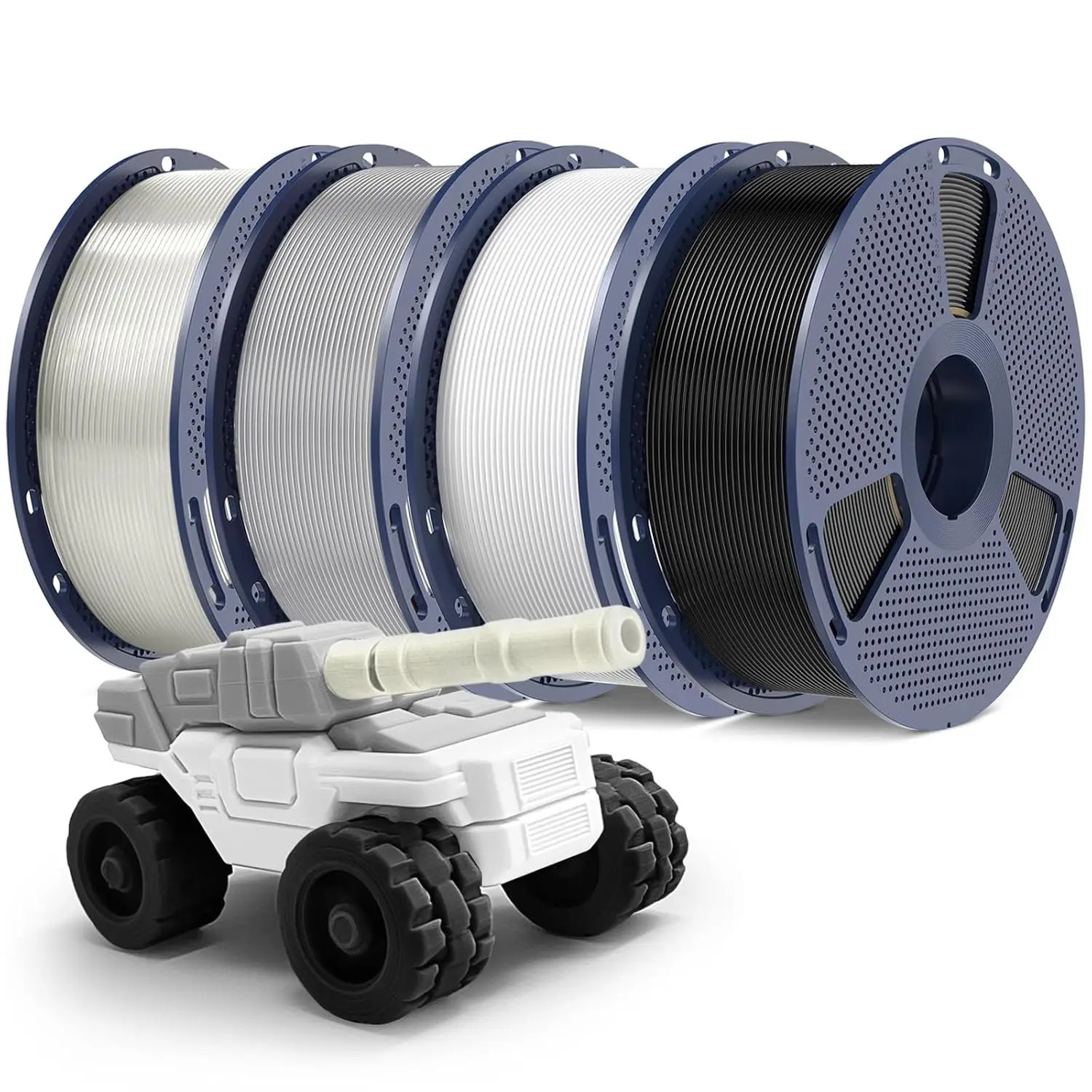 1.75mm PETG Filament 4-Pack, Tough & Odorless, +/-0.02mm Accuracy, Black+White+Grey+Clear
1.75mm PETG Filament 4-Pack, Tough & Odorless, +/-0.02mm Accuracy, Black+White+Grey+Clear