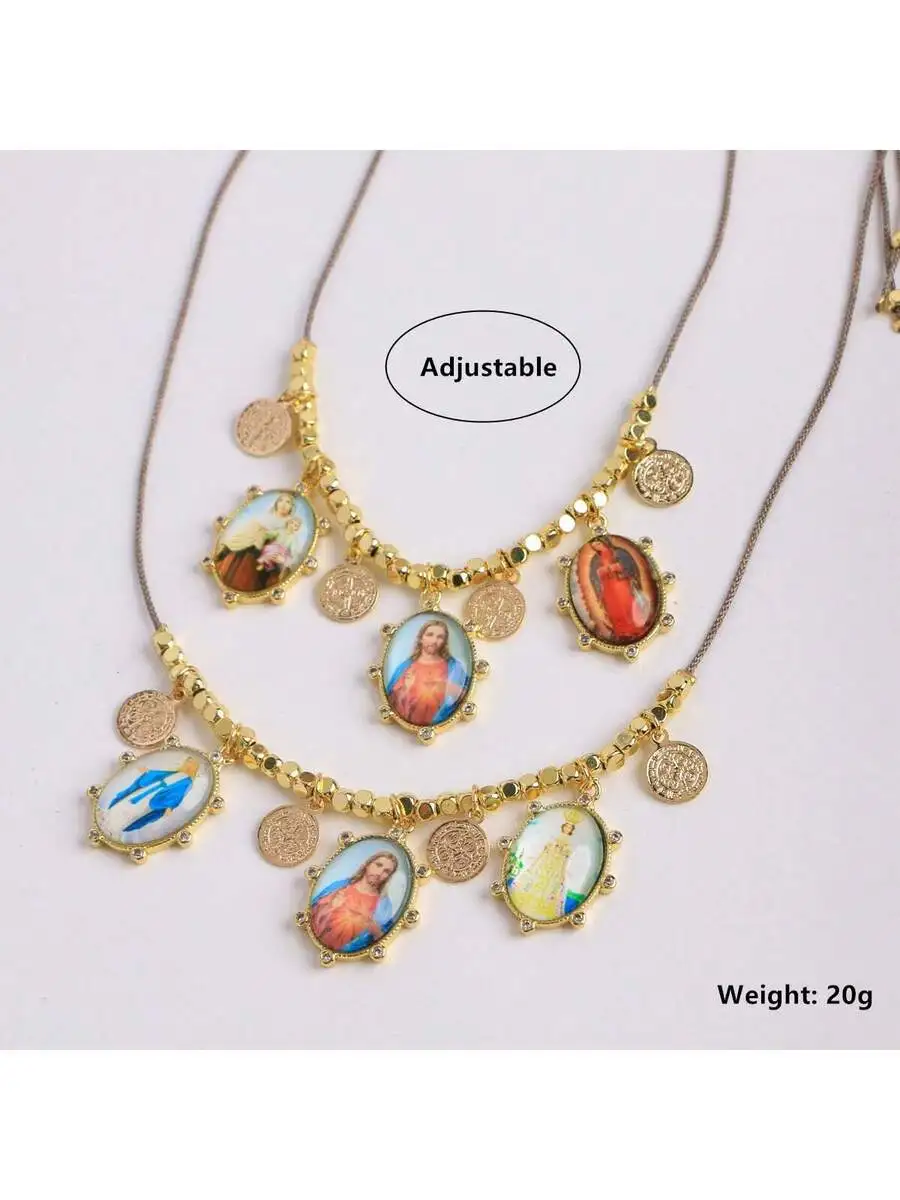 Adjustable Christian Religious Necklace With Jesus Virgin Mary Oval Glass Cabochon Pendant
Adjustable Christian Religious Necklace With Jesus Virgin Mary Oval Glass Cabochon Pendant