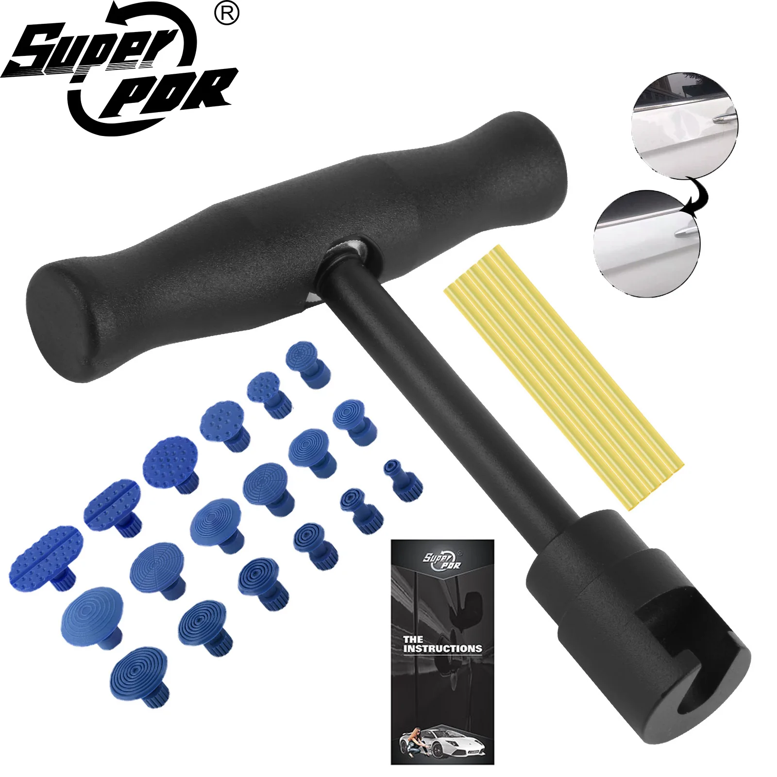 Black T-Type Puller Kit Super PDR Automotive Body Professional Car Body Dent Hail Damage Tool Set Paintless Dent Repair Tool Set
Black T-Type Puller Kit Super PDR Automotive Body Professional Car Body Dent Hail Damage Tool Set Paintless Dent Repair Tool Set