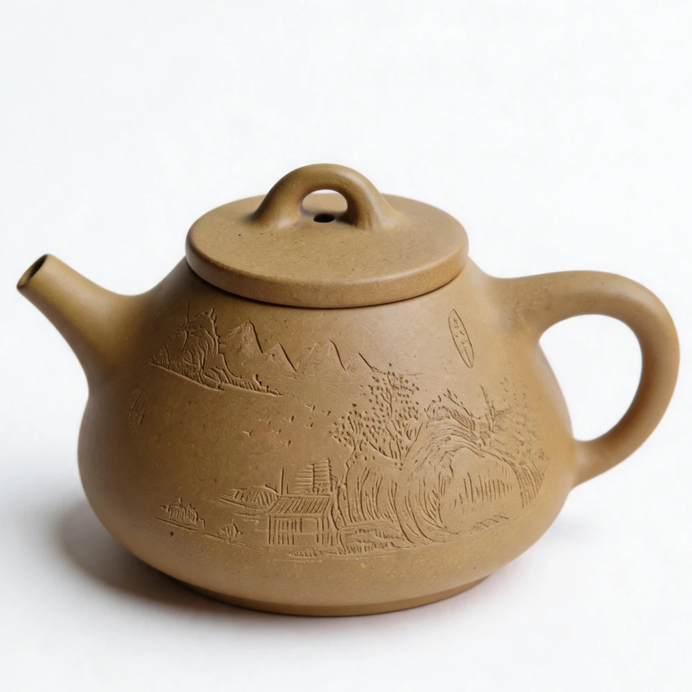 Yixing Purple Clay Pot Golden section of mud carved huiziye stone scoop pot Teapot purple sand teapot Yixing handmade teapot
Yixing Purple Clay Pot Golden section of mud carved huiziye stone scoop pot Teapot purple sand teapot Yixing handmade teapot