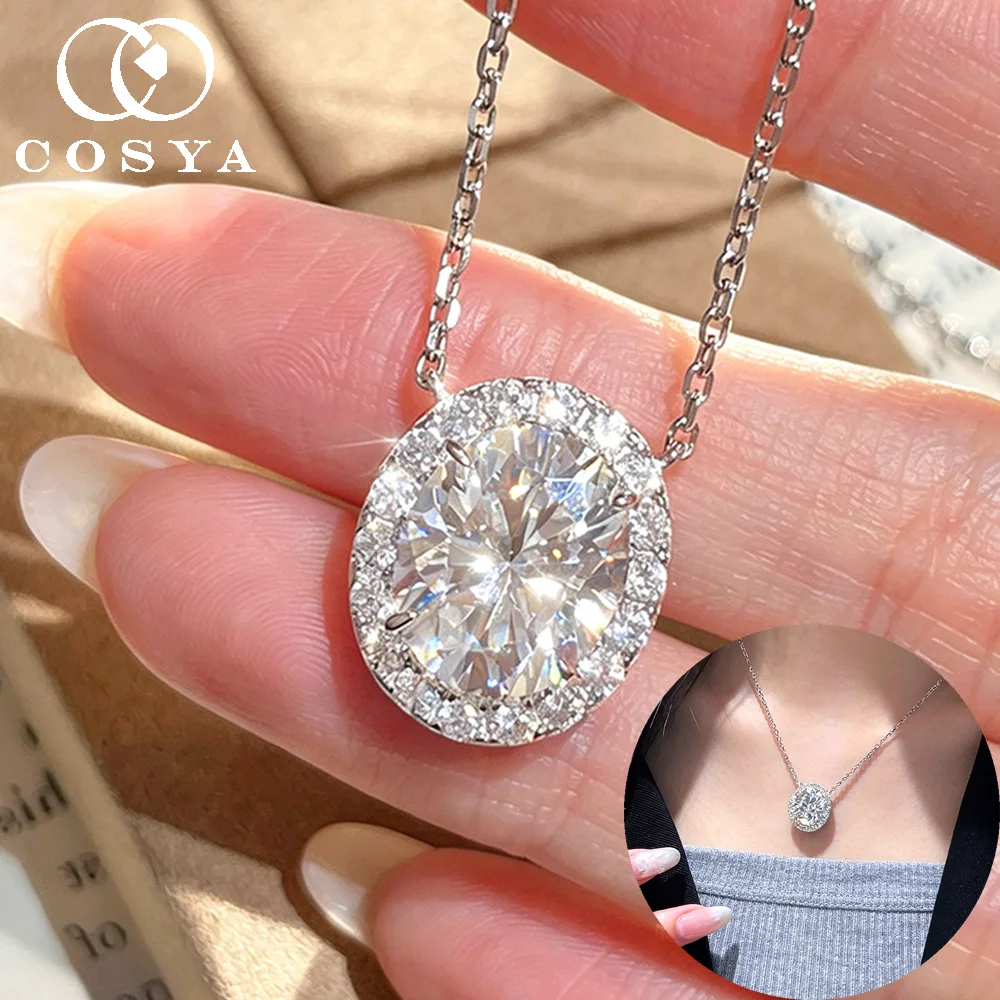 COSYA 6CT 10*12mm Oval Cut Moissanite Halo Necklace For Women 100% 925 Silver Luxury Pendant NeckChain Wedding Fine Jewelry Gift
COSYA 6CT 10*12mm Oval Cut Moissanite Halo Necklace For Women 100% 925 Silver Luxury Pendant NeckChain Wedding Fine Jewelry Gift