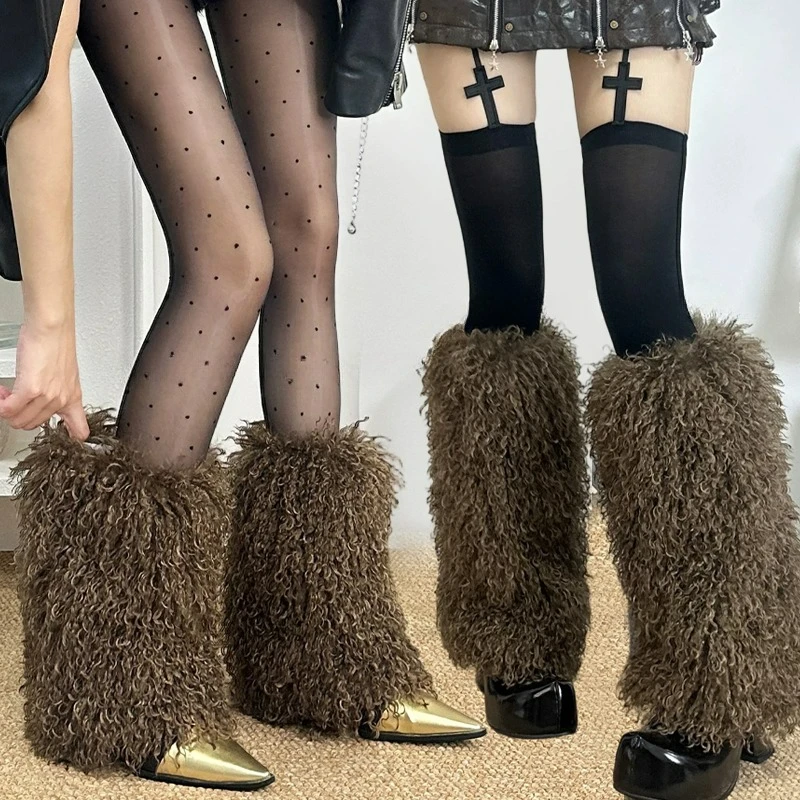 Пряные утепленные пушистые плюшевые гетры для девочек, винтажные пушистые меховые утепленные чехлы для ног, длинные чулки для женщин, чехол для ног в стиле Харадзюку 
Пряные утепленные пушистые плюшевые гетры для девочек, винтажные пушистые меховые утепленные чехлы для ног, длинные чулки для женщин, чехол для ног в стиле Харадзюку