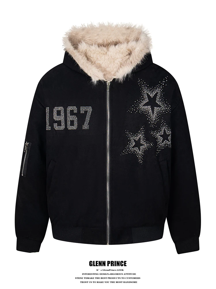 GPstudio American Sle Star Rhinestone Plu Hooded Cotton Jaet Men's Trendy Loose Thiened ort Bread Sle Coat
GPstudio American Sle Star Rhinestone Plu Hooded Cotton Jaet Men's Trendy Loose Thiened ort Bread Sle Coat