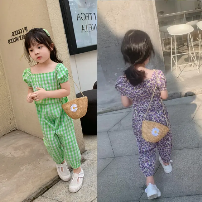 Girls Two-Piece Set Summer Clothing Checked Floral U-Neck Top Long Pants Outfit for Children
Girls Two-Piece Set Summer Clothing Checked Floral U-Neck Top Long Pants Outfit for Children