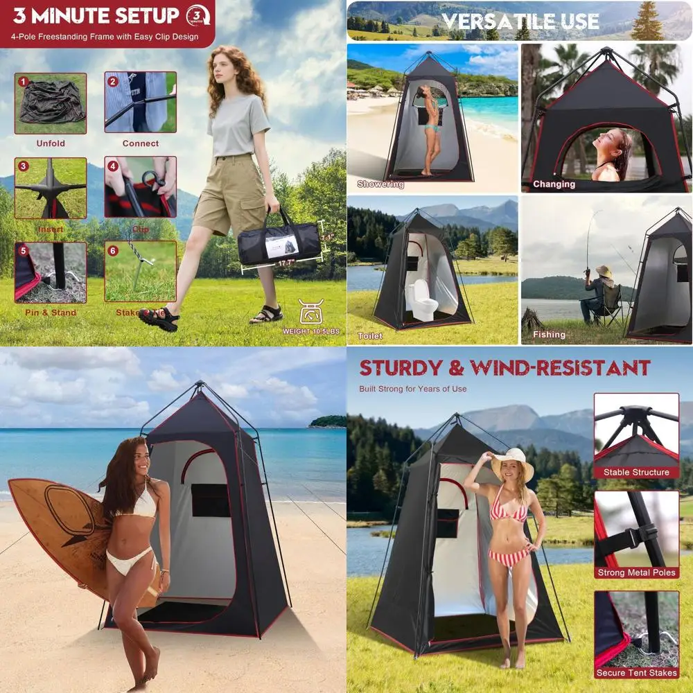 Portable Outdoor Shower Tent with Floor and UPF 50+ for Hiking, Fishing, Beach, and Changing Privacy
Portable Outdoor Shower Tent with Floor and UPF 50+ for Hiking, Fishing, Beach, and Changing Privacy