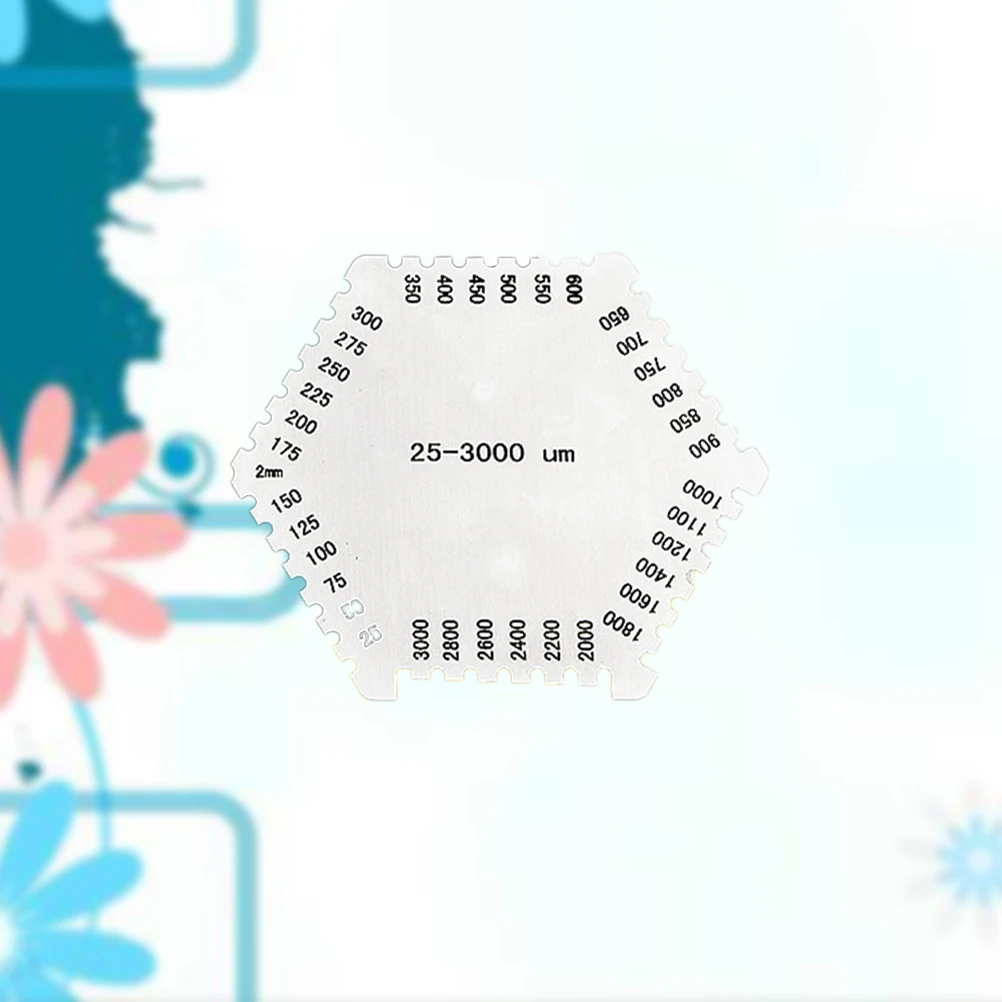 Hexagon Wet Film Comb Thickness Gauge 25-3000um Measuring Tool Reusable Stainless Tester Silver Color
Hexagon Wet Film Comb Thickness Gauge 25-3000um Measuring Tool Reusable Stainless Tester Silver Color
