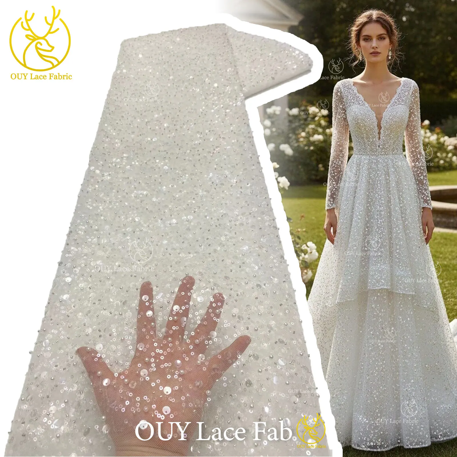 2026 Hot Sale White Bridal Lace Fabric High Quality African Sequins Beaded Mesh Tulle For DIY Women Dress Sewing Party Wedding
2026 Hot Sale White Bridal Lace Fabric High Quality African Sequins Beaded Mesh Tulle For DIY Women Dress Sewing Party Wedding
