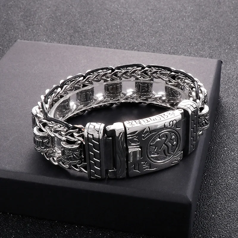KALEN Om Mani Padmei Hum Heavy Men's Bracelet Hip Hop VIntage Punk Stainless Steel Charm Bracelet Fashion Gift Party Jewelry
KALEN Om Mani Padmei Hum Heavy Men's Bracelet Hip Hop VIntage Punk Stainless Steel Charm Bracelet Fashion Gift Party Jewelry