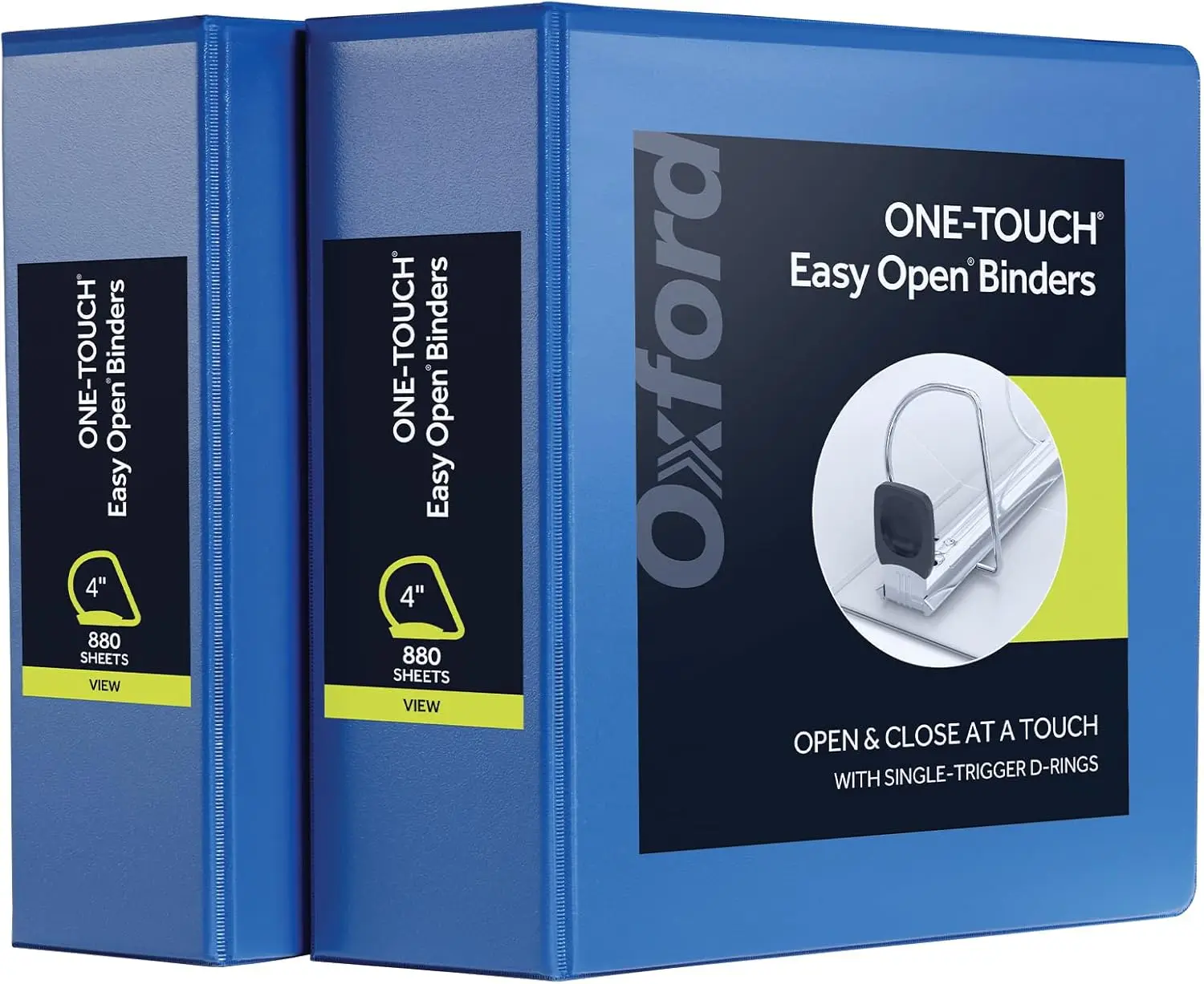 4 Inch 3 Ring Binder, 880-Sheet Capacity, One-Touch Open, View Covers, 2 Pack
4 Inch 3 Ring Binder, 880-Sheet Capacity, One-Touch Open, View Covers, 2 Pack