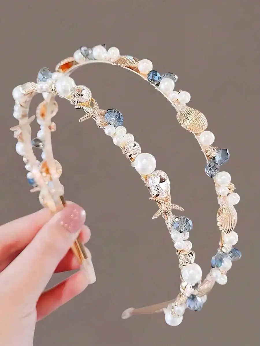 Vintage Faux Pearl Crystal Seashell Headband For Women Elegant Hair Accessory
Vintage Faux Pearl Crystal Seashell Headband For Women Elegant Hair Accessory
