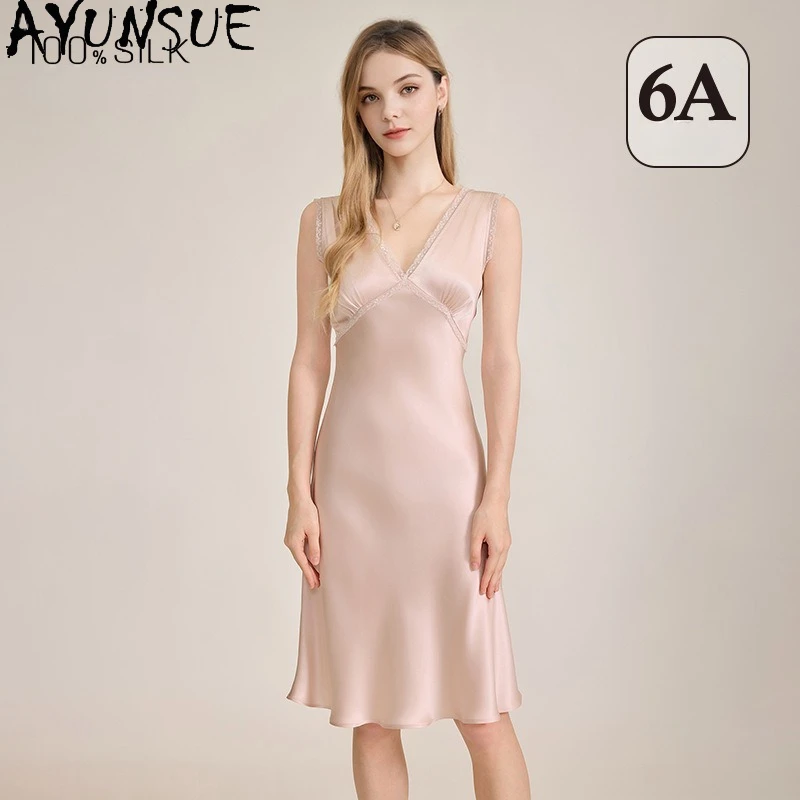 AYUNSUE 16Mm 100% Mulberry Silk Night Dress for Women 2026 Summer Dress Pajama Women's Home Clothes Solid Color Vestidos Mujer
AYUNSUE 16Mm 100% Mulberry Silk Night Dress for Women 2026 Summer Dress Pajama Women's Home Clothes Solid Color Vestidos Mujer