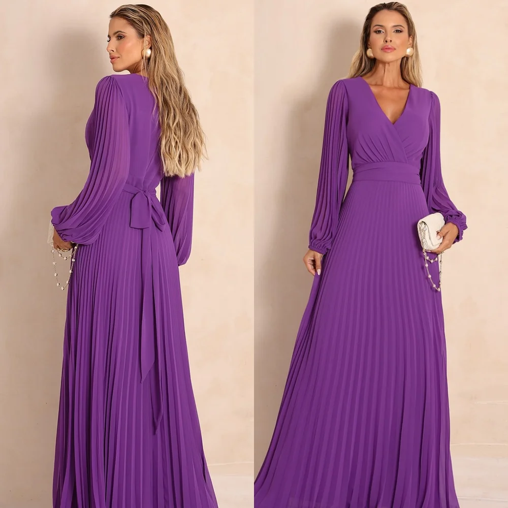 Customized Soft Purple Chiffon Evening Dress Exquisite V-Neck Long Sleeves Homecoming Dresses Modern Special Occasion
Customized Soft Purple Chiffon Evening Dress Exquisite V-Neck Long Sleeves Homecoming Dresses Modern Special Occasion