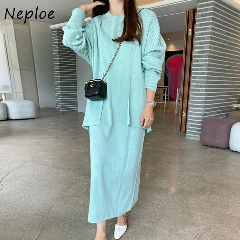 Neploe French Lazy Style Commuting Dresses Two Piece 2025 Women Summer Long Sleeve Knit Cardigan Round Neck Loose Casual Dress
Neploe French Lazy Style Commuting Dresses Two Piece 2025 Women Summer Long Sleeve Knit Cardigan Round Neck Loose Casual Dress