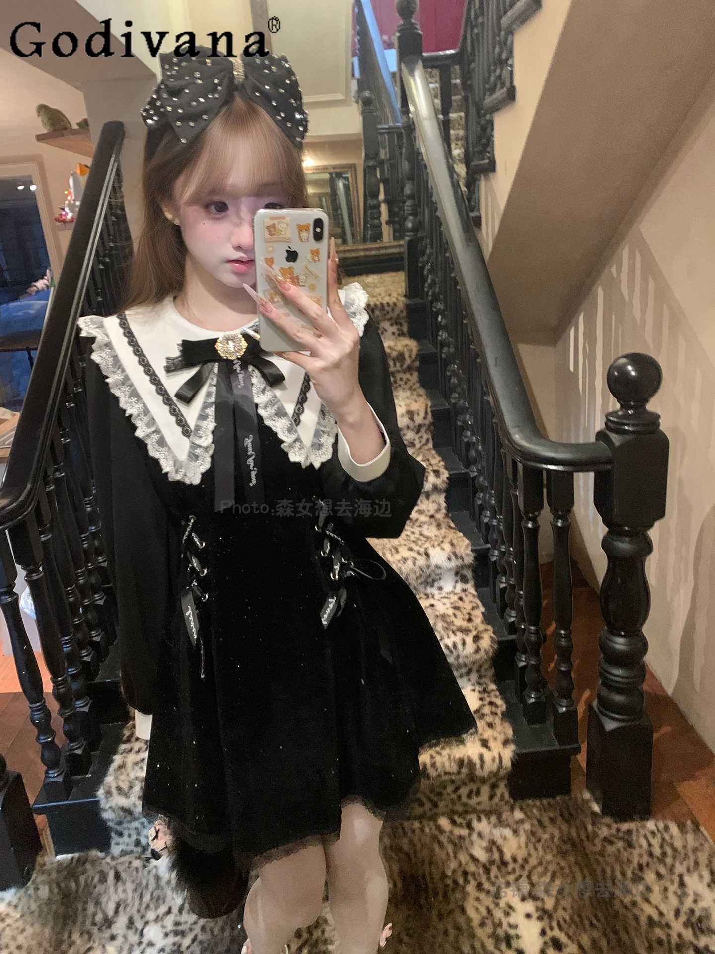Japanese Style Girl Original Lolita Sweet Bow Dress Navy Collar Long Sleeve Autumn Winter Thick Versatile Dress
Japanese Style Girl Original Lolita Sweet Bow Dress Navy Collar Long Sleeve Autumn Winter Thick Versatile Dress