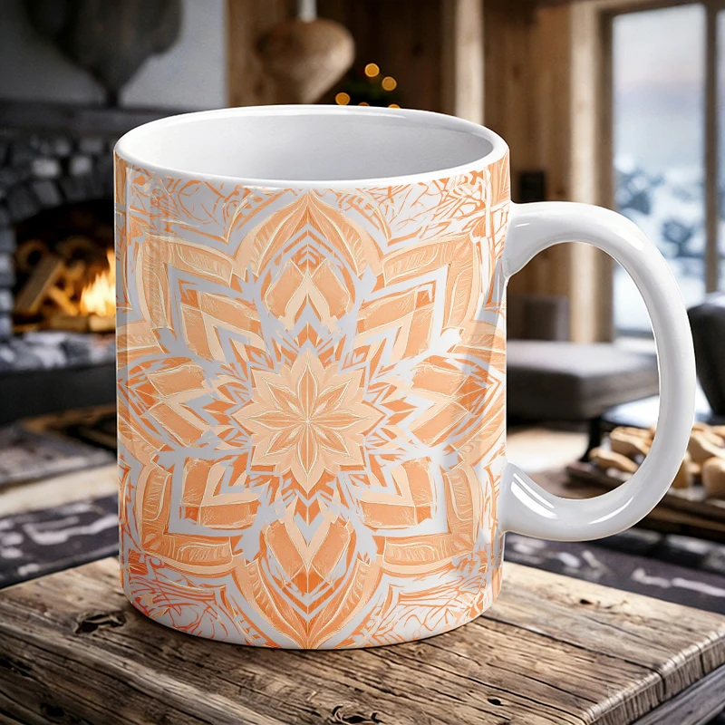 Warm Orange Mandala Symmetrical Pattern Ceramic Mug, Coffee Cup, Milk Cup, Office Tea Cup, Drinking Cup, Fade-Resistant
Warm Orange Mandala Symmetrical Pattern Ceramic Mug, Coffee Cup, Milk Cup, Office Tea Cup, Drinking Cup, Fade-Resistant