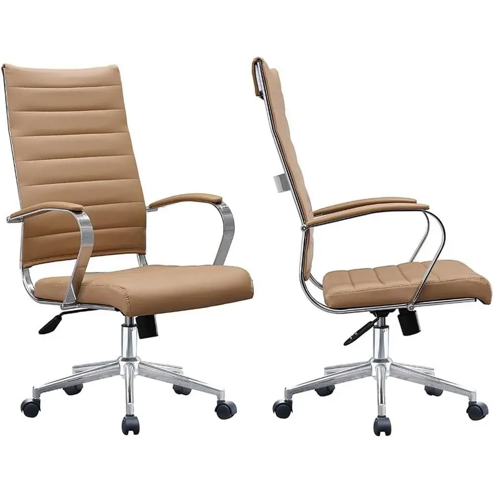 Ergonomic High-Back Ribbed PU Leather Swivel Chair, Adjustable for Executives and Conference Rooms, Tan
Ergonomic High-Back Ribbed PU Leather Swivel Chair, Adjustable for Executives and Conference Rooms, Tan