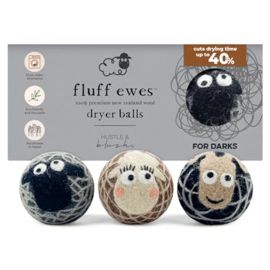 Hustle and Blush Fluff Ewes Wool Dryer Balls 3 Pack - Extra Large Premium Hand Needled New Zealand Laundry Set, Reduces Drying
Hustle and Blush Fluff Ewes Wool Dryer Balls 3 Pack - Extra Large Premium Hand Needled New Zealand Laundry Set, Reduces Drying