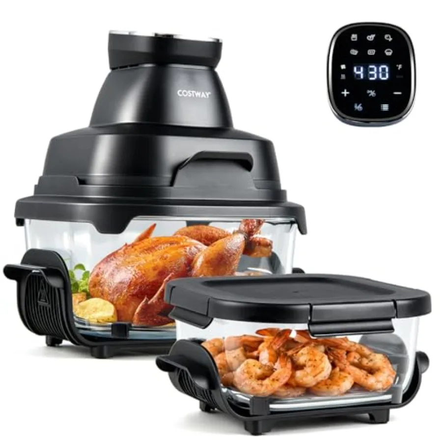 6-in-1 Portable Glass Air Fryer for Kitchen Use, Tempered Glass, Black, Dual 4.2QT 1.8QT Containers, 1500W, Microwave/Freezer/D
6-in-1 Portable Glass Air Fryer for Kitchen Use, Tempered Glass, Black, Dual 4.2QT 1.8QT Containers, 1500W, Microwave/Freezer/D