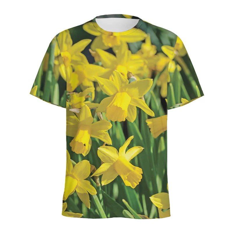 Colorful 3D Printed Daffodil Flower T Shirt For Men Summer Floral Pattern T-Shirt Casual Oversized Short Sleeves O-neck Tees
Colorful 3D Printed Daffodil Flower T Shirt For Men Summer Floral Pattern T-Shirt Casual Oversized Short Sleeves O-neck Tees