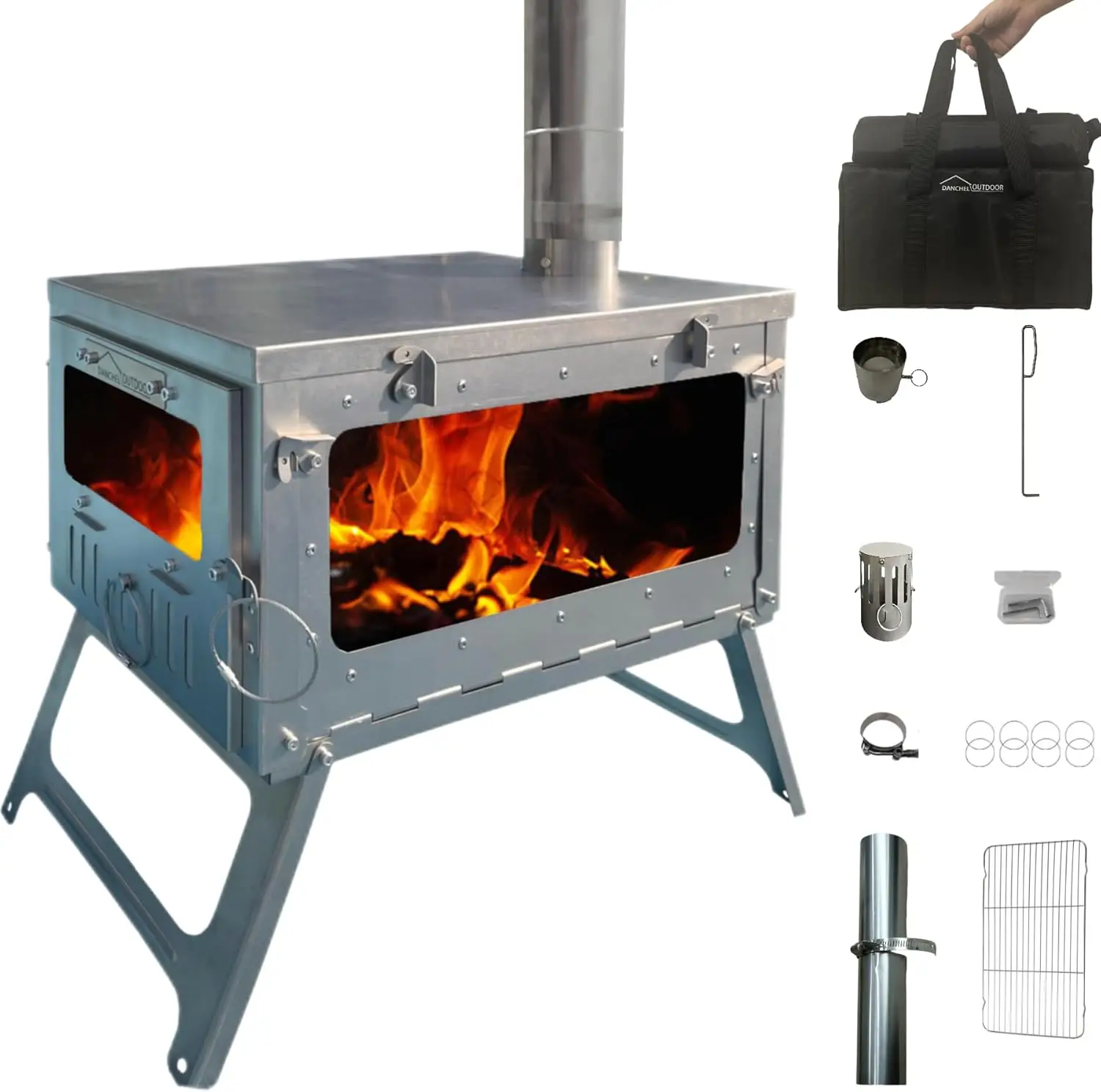 DANCHEL OUTDOOR TSG Портативная титановая печь для горячей палатки TA1 — легкая складная дровяная печь с подвижной спинкой для дымохода
DANCHEL OUTDOOR TSG Портативная титановая печь для горячей палатки TA1 — легкая складная дровяная печь с подвижной спинкой для дымохода