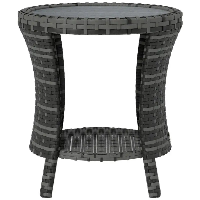 18" Wicker Outdoor Coffee Table, PE Rattan Patio Side Table with 2-Tier Storage, Composite Wood Top, Gray
18" Wicker Outdoor Coffee Table, PE Rattan Patio Side Table with 2-Tier Storage, Composite Wood Top, Gray