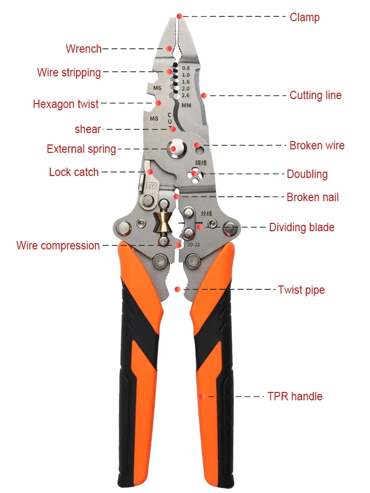 Multi-Purpose Wire Stripper Durable High Carbon Steel Cable & Wire Cutting For All Electrical Work Professional Stripping Tools
Multi-Purpose Wire Stripper Durable High Carbon Steel Cable & Wire Cutting For All Electrical Work Professional Stripping Tools