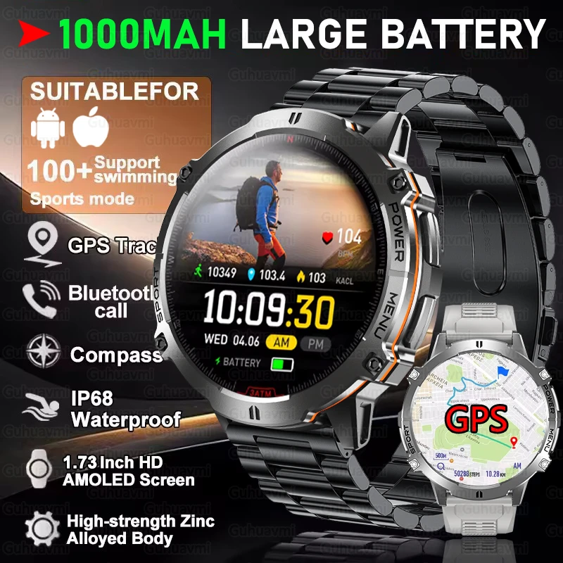 2025 New Military GPS Sports Watches For Men Compass 1000mAh Super Capacity Battery BT Call IP69K Waterproof Smart Watch Adult
2025 New Military GPS Sports Watches For Men Compass 1000mAh Super Capacity Battery BT Call IP69K Waterproof Smart Watch Adult