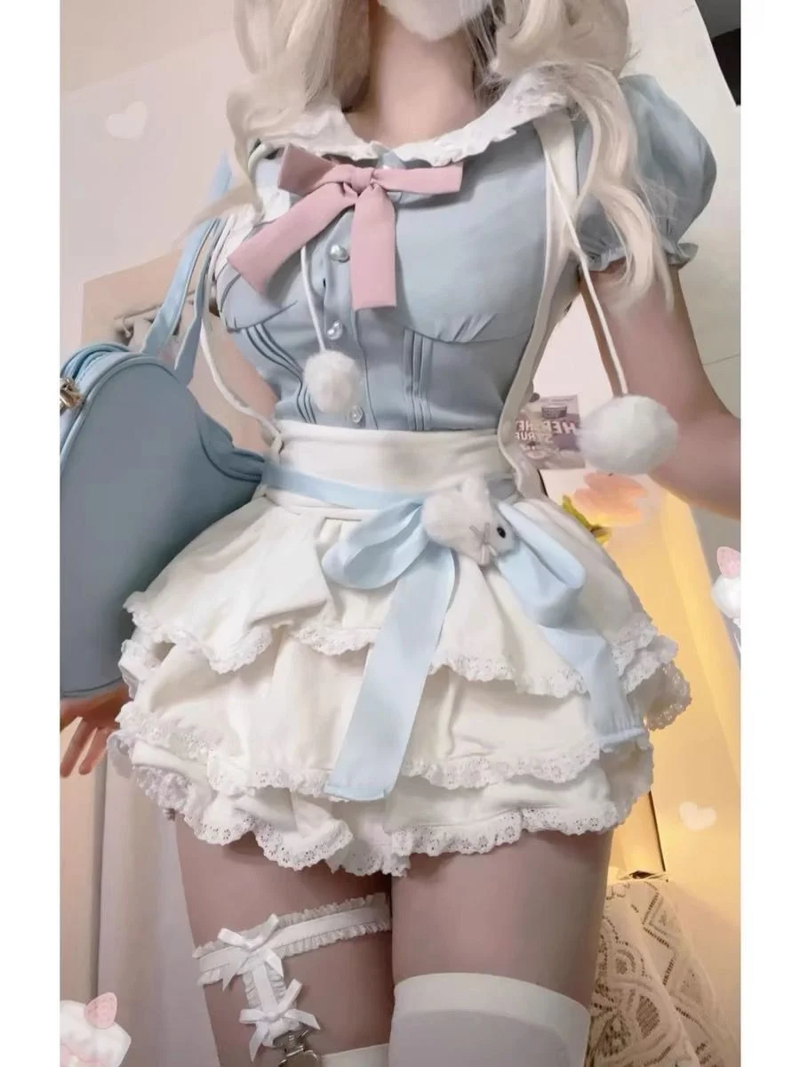 Sweet And Spicy Girl Summer Outfit Women's Bubble Sleeve Knot Shirt Cake Skirt Two-Piece Set Polyester Material
Sweet And Spicy Girl Summer Outfit Women's Bubble Sleeve Knot Shirt Cake Skirt Two-Piece Set Polyester Material
