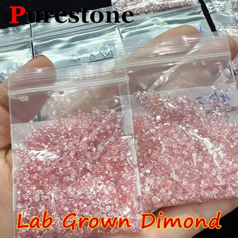 HPHT Round Pink Melee Lab Grown Diamond 1.0mm-3.0mm DEF VVS-VS Diamonds Full Size Yellow Lab Dimond Wholesale