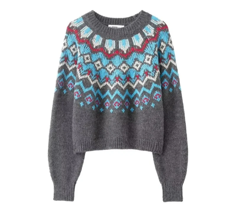 Женский жаккардовый вязаный свитер, осень-зима, повседневный свитер с круглым вырезом и длинными рукавами
Женский жаккардовый вязаный свитер, осень-зима, повседневный свитер с круглым вырезом и длинными рукавами