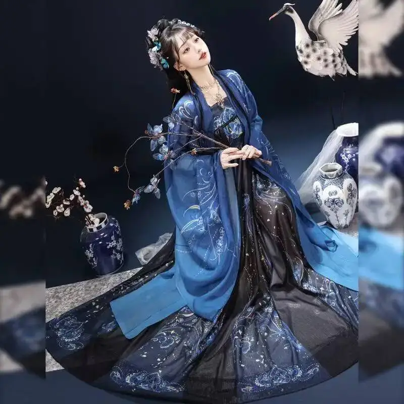 Chinese Gradient Printing Dress Tang Dynasty Hezi Skirt Style Hanfu Set Female Original Blue Hanfu Women's Traditional
Chinese Gradient Printing Dress Tang Dynasty Hezi Skirt Style Hanfu Set Female Original Blue Hanfu Women's Traditional