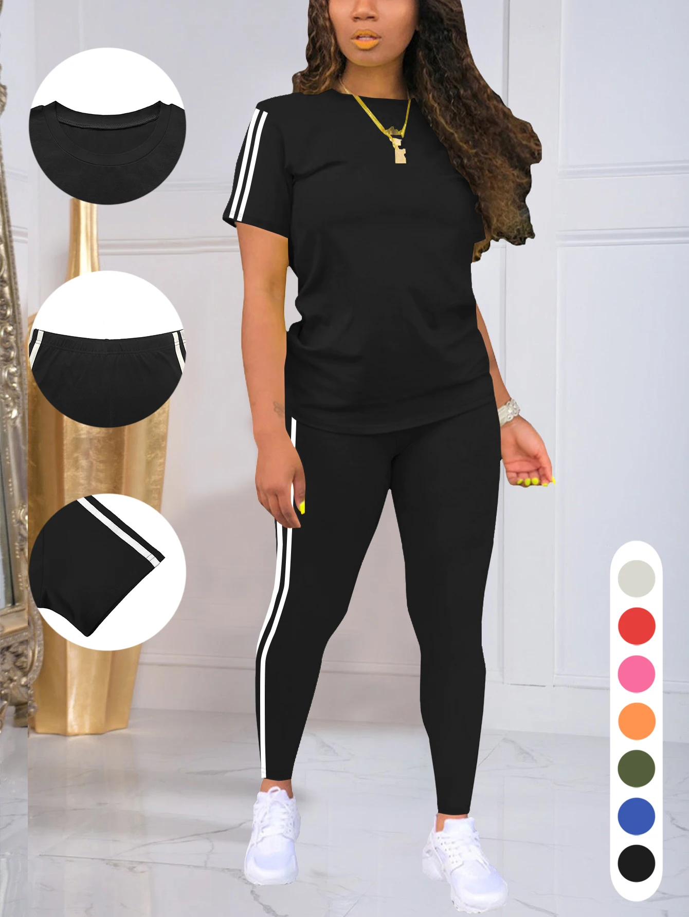 Summer Women's Short Sleeve and Long Pants Two-piece Set for Casual Sportswear, Slimming and Simple
Summer Women's Short Sleeve and Long Pants Two-piece Set for Casual Sportswear, Slimming and Simple