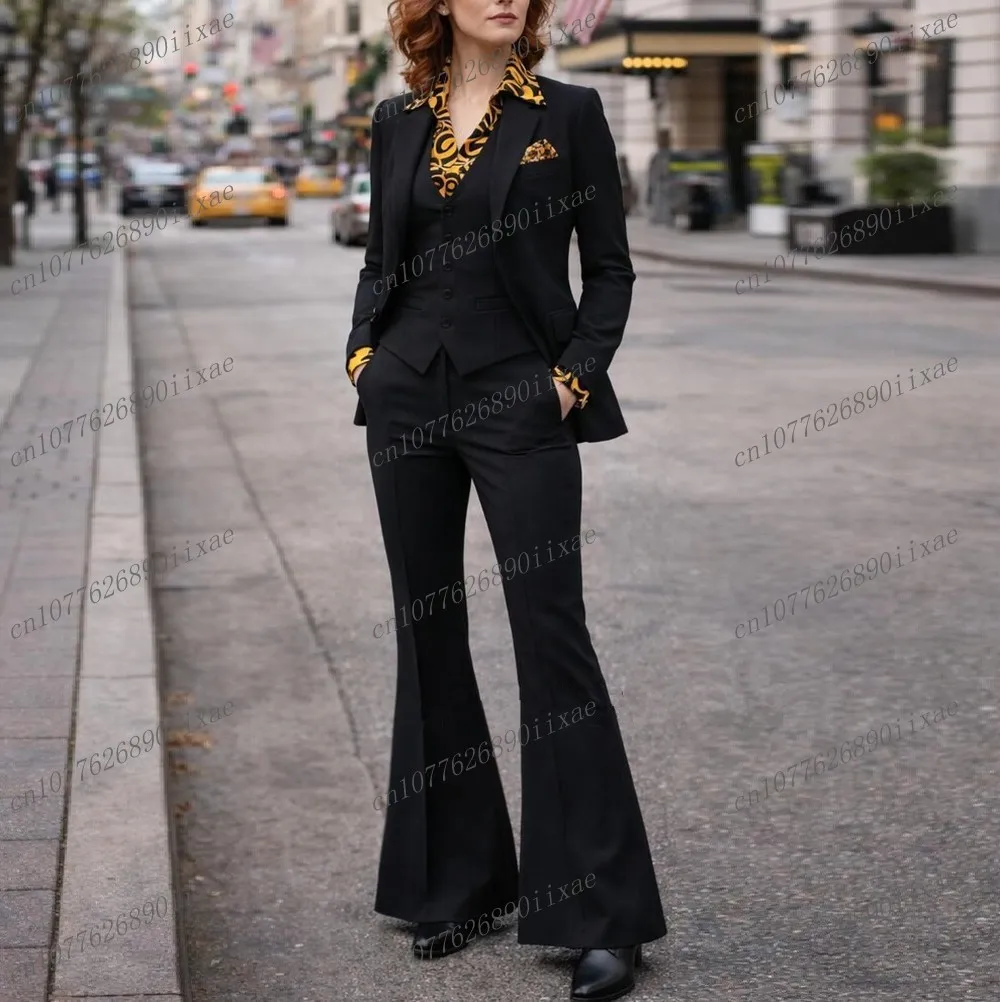 Black Flared Trousers Women Suits Lady Business Tuxedos Mother Wedding Party Formal Ladies 3 Piece Set Jacket Vest Pants
Black Flared Trousers Women Suits Lady Business Tuxedos Mother Wedding Party Formal Ladies 3 Piece Set Jacket Vest Pants