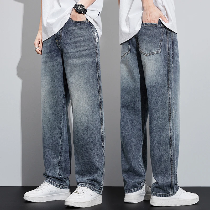 Loose Wide Leg Trendy Street Wear Thin Denim Jeans Men's High Quality Casual Long All Matching Pants Male Wash Old
Loose Wide Leg Trendy Street Wear Thin Denim Jeans Men's High Quality Casual Long All Matching Pants Male Wash Old