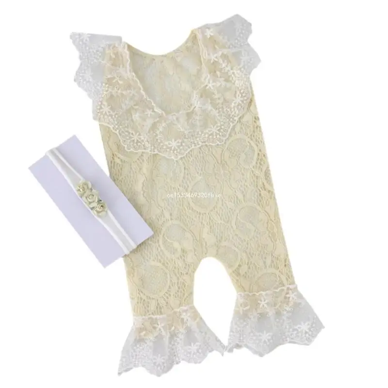 Newborn Girl Photography Outfits Lace Romper Photography Props with Flower Headband Baby Photo Props Bodysuit
Newborn Girl Photography Outfits Lace Romper Photography Props with Flower Headband Baby Photo Props Bodysuit