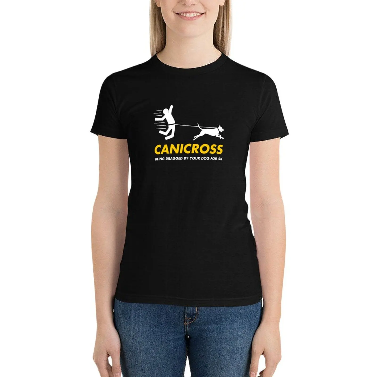 Funny Canicross Dragged By Your Dog Running Joke T-Shirt graphics Short sleeve tee Women t-shirts
Funny Canicross Dragged By Your Dog Running Joke T-Shirt graphics Short sleeve tee Women t-shirts