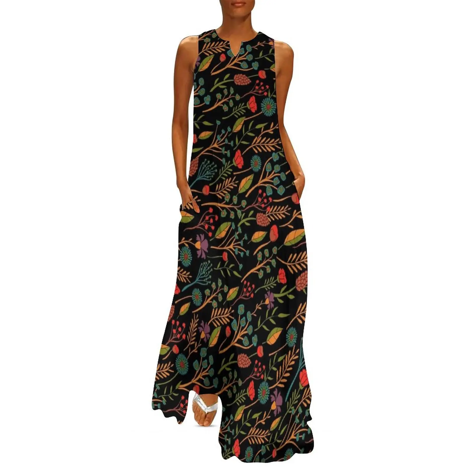 Teal, Red, Orange, Green, Turquoise & Black Floral Pattern Long Dress beach dress beach dresses
Teal, Red, Orange, Green, Turquoise & Black Floral Pattern Long Dress beach dress beach dresses