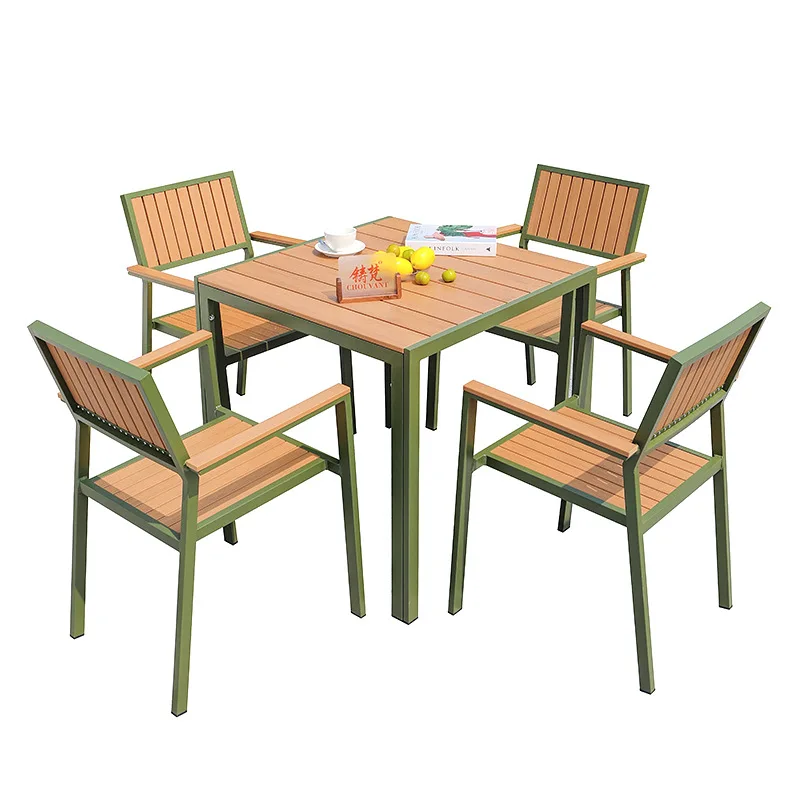 Outdoor plastic wood tables and chairs, courtyard anti-corrosive wood aluminum alloy leisure villa open roof waterproof househol
Outdoor plastic wood tables and chairs, courtyard anti-corrosive wood aluminum alloy leisure villa open roof waterproof househol