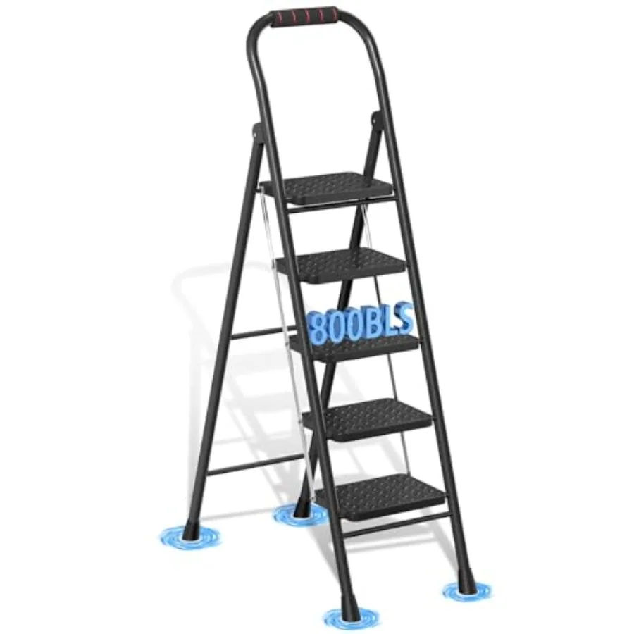 5 Step Ladder Folding Step Stool with Wide Anti-Slip Pedal and Thick Rubber Feet Handrail Safe-Lock Design Folding Portable Lad
5 Step Ladder Folding Step Stool with Wide Anti-Slip Pedal and Thick Rubber Feet Handrail Safe-Lock Design Folding Portable Lad