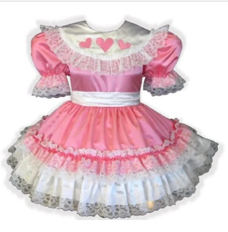 Full Bride's Feminine Pink Satin Heart Ruffle Adult Little Girl's Feminine Dress Clothing Customization
Full Bride's Feminine Pink Satin Heart Ruffle Adult Little Girl's Feminine Dress Clothing Customization